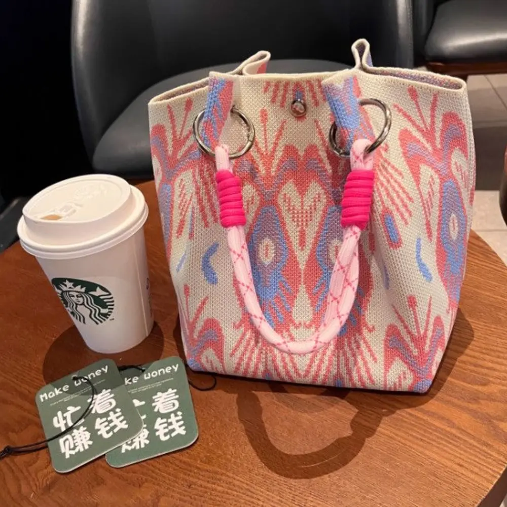 Knitted Bag for Women, Korean Street Style Large Capacity Tote Bag